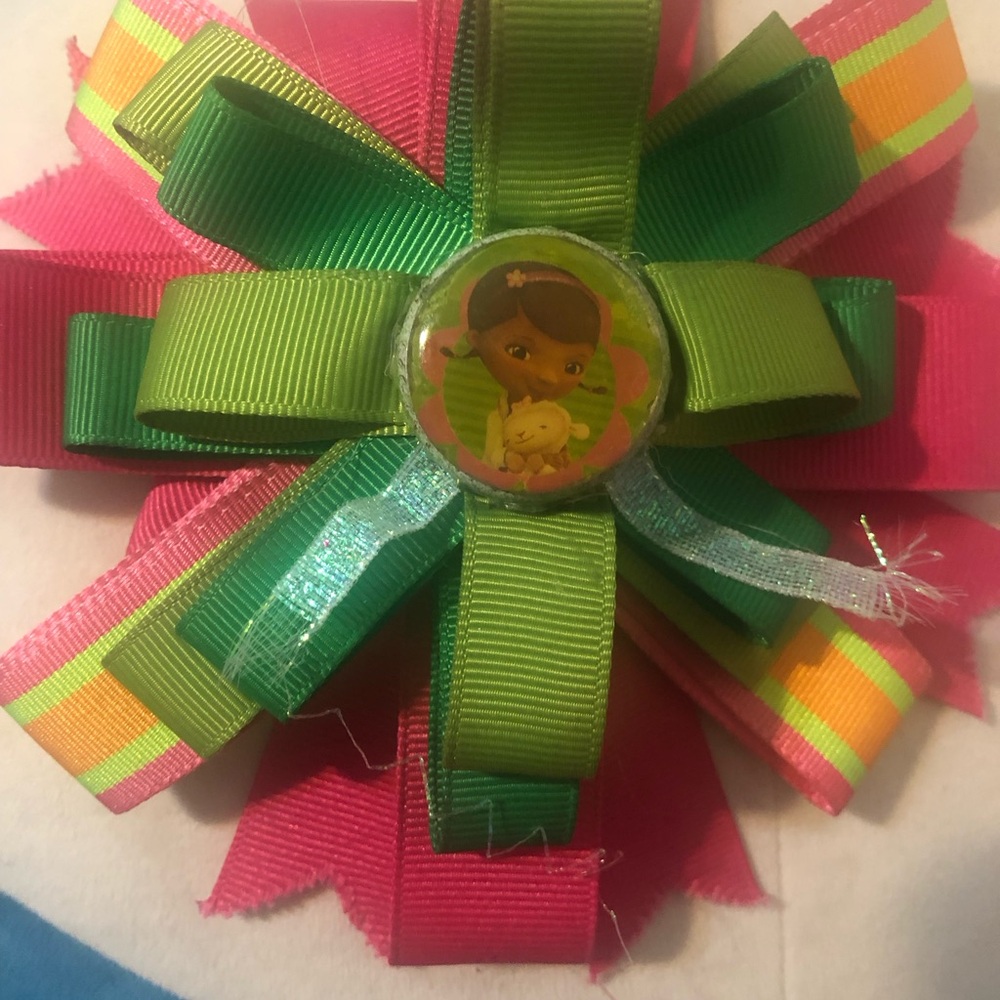 Doc McStuffins Bow Hair Clip - Pink & Green